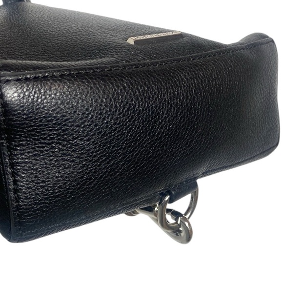 Rebecca Minkoff Black Leather Silver Lock Tassel Crossbody Handbag - Picture 6 of 11